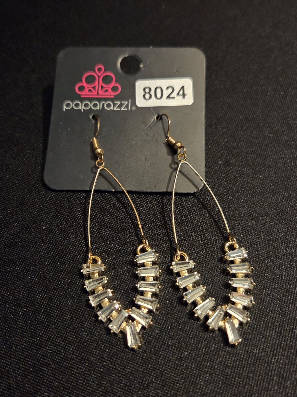 Paparazzi Gold Drop Earrings with Clear Crystals NWT